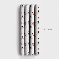 Santa Hat Bird Holiday Gift Wrap, Christmas Stork Wrapping Paper, Watercolor Winter Animal Wrapping Paper, Festive Whimsical Wrapping Paper