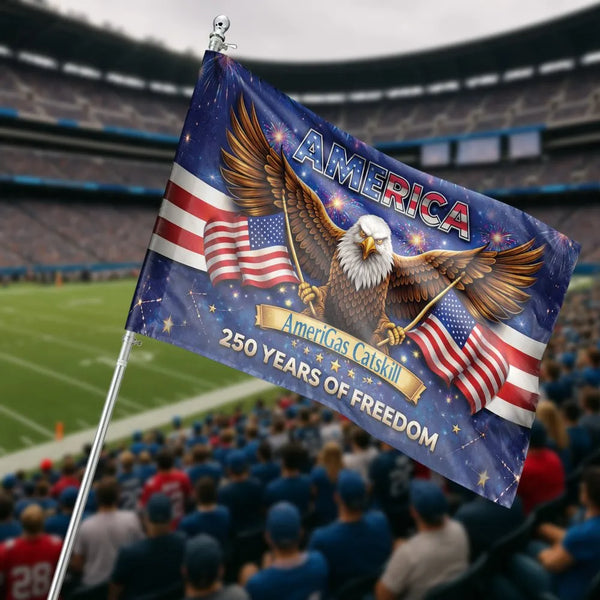 Patriotic Eagle House Flag | America 250 Years of Freedom Design | Double-Sided Weather-Resistant Polyester | Gift for Americana Collectors