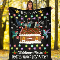 Candy Cane Holiday Lights Throw Blanket, Christmas Movie Watching Gingerbread House Blanket, Comfy Xmas Fleece Blanket, Movie Fan Present