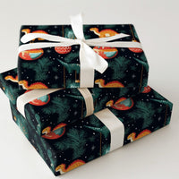 Festive Dino Holiday Gift Wrap, Dinosaur Ornament Christmas Wrapping Paper, Adorable Winter Dinosaur Wrapping Paper, Kids Holiday Gift Wrap Roll
