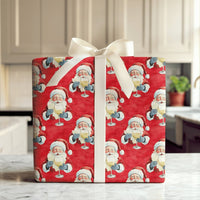 Humorous Red Christmas Gift Wrap, Santa Drinking White Wine Wrapping Paper, Jolly Santa Wine Lover Wrapping Paper, Holiday Party Gift Wrap Roll