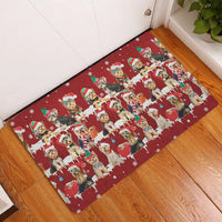 Santa Hat Snowflake Welcome Mat, Yorkshire Terrier Christmas Doormat, Yorkie Dog Holiday Door Mat, Xmas Entry Rug, Dog Lover Present