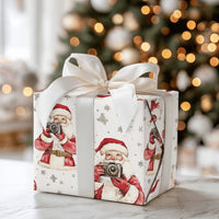 Vintage Camera Christmas Gift Wrap, Photographer Santa Wrapping Paper, Photography Holiday Wrapping Paper, Photo Lover Wrapping Paper Roll