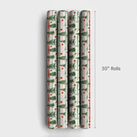 Striped Pine Tree Gift Wrap, Watercolor Christmas Tree Wrapping Paper, Red Green Holiday Wrapping Paper, Festive Winter Present Gift Wrap
