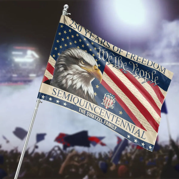 We The People 250 Years House Flag | Semiquincentennial Eagle & Stars Design | Double-Sided Weather-Resistant Polyester | Gift for Patriotic Americana Collectors