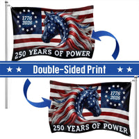 250 Years of Power Flag 1776-2026 | Patriotic Horse Americana House Flag | Double-Sided UV-Resistant Polyester | Commemorative Gift