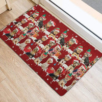 Santa Hat Snowflake Welcome Mat, Yorkshire Terrier Christmas Doormat, Yorkie Dog Holiday Door Mat, Xmas Entry Rug, Dog Lover Present