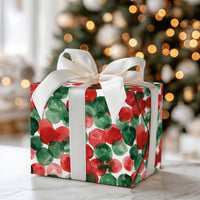 Red and Green Holiday Gift Wrap, Watercolor Polka Dot Wrapping Paper, Christmas Dots Wrapping Paper, Festive Winter Present Wrapping Paper