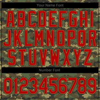 Custom Camo Red-Old Gold Authentic Salute To Service Baseball Jersey