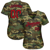 Custom Baseball Jersey - Camo Red-Navy Authentic Salute To Service