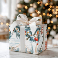 Golden Gate Bridge Gift Wrap, San Francisco Skyline Wrapping Paper, Bay Area Christmas Gift Wrap, Watercolor Holiday Wrapping Paper