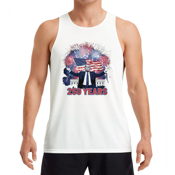 America 250th Anniversary Trump Tank Top | Patriotic 250 Years Freedom Flag Graphic | Soft Breathable Lightweight Fabric | Premium July 4th Gift for Men Women