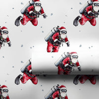 Underwater Christmas Gift Wrap, Scuba Diving Santa Wrapping Paper, Humorous Diver Holiday Wrapping Paper, Ocean Lover Festive Gift Wrap Roll