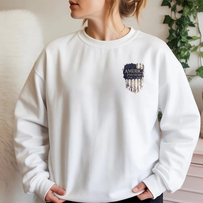 America 250 Years Sweatshirt | Patriotic 1776-2026 Flag Design | Premium Cotton Blend Comfort | Gift for History Enthusiast