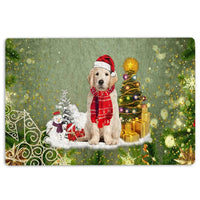 Golden Retriever Welcome Mat, Golden Retriever Christmas Doormat, Golden Retriever Floor Mat, Dog Lover Holiday Entrance Rug, Winter Present