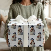 Retro Christmas Holiday Gift Wrap, Vintage Snowman Wrapping Paper, Winter Wonderland Wrapping Paper