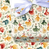 Twelve Days of Christmas Gift Wrap, Eight Maids a-Milking Wrapping Paper, Vintage Carol Holiday Wrapping Paper, Rustic Folk Art Gift Wrap