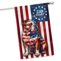 Patriotic Bulldog Garden Flag | Betsy Ross 250 Years Anniversary Design | Double-Sided Polyester | Dog Lover Gift