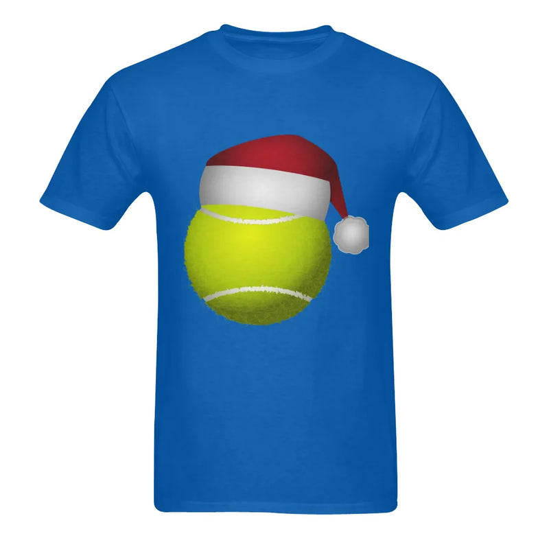 Holiday Double Sided Tennis Player Tee, Santa Hat Tennis Ball Christmas T-Shirt, Festive Racket Sport Shirt, Xmas Present