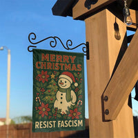 Festive Snowman Christmas Garden Flag, Resist Fascism Garden Flag, Winter Holiday Yard Flag, Double Sided Lawn Banner, Activism Xmas Present