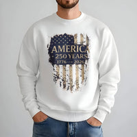America 250 Years Sweatshirt | Vintage 1776-2026 USA Flag Design | Soft Cotton Polyester Blend | Patriotic Semiquincentennial Gift