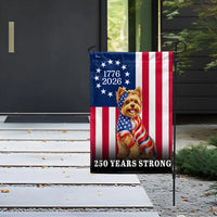 Yorkshire Terrier American Flag Garden Flag | 250 Years Strong 1776-2026 | Double-Sided Polyester | Patriotic Dog Lover Gift