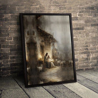 Holy Family Manger Print, Nativity Scene Canvas Wall Art, Religious Christmas Poster, Christian Holiday Decor, Digital Download