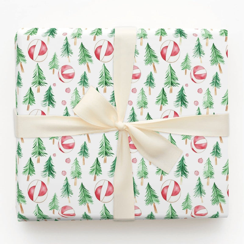 Watercolor Beach Ball Gift Wrap, Coastal Christmas Beach Wrapping Paper, Tropical Holiday Present Paper, Summer Xmas Wrapping Paper Roll