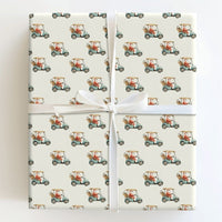 Watercolor Golfer Christmas Gift Wrap, Santa Golf Cart Wrapping Paper, Humorous Sports Holiday Wrapping Paper, Golf Lover Xmas Present Wrap