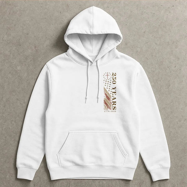 250 Years Patriotic Hoodie | 1776-2026 American Flag Anniversary Design | Soft Cotton-Polyester Blend | Gift for Americana Collectors