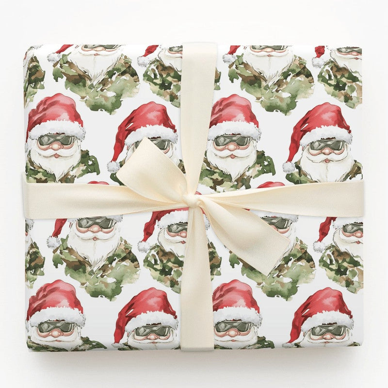 Camo Christmas Gift Wrap, Tactical Santa Wrapping Paper, Military Santa Holiday Wrapping Paper, Camouflage Present Paper, Veteran Gift Wrap