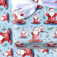 Meditating Santa Claus Gift Wrap, Yoga Santa Wrapping Paper, Zen Santa Christmas Paper, Fitness Present Wrap, Yoga Lover Holiday Gift Wrap