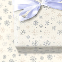 Neutral Winter Gift Wrap, Muted Snowflake Wrapping Paper, Minimalist Blue Beige Wrapping Paper, Elegant Christmas Holiday Wrapping Paper