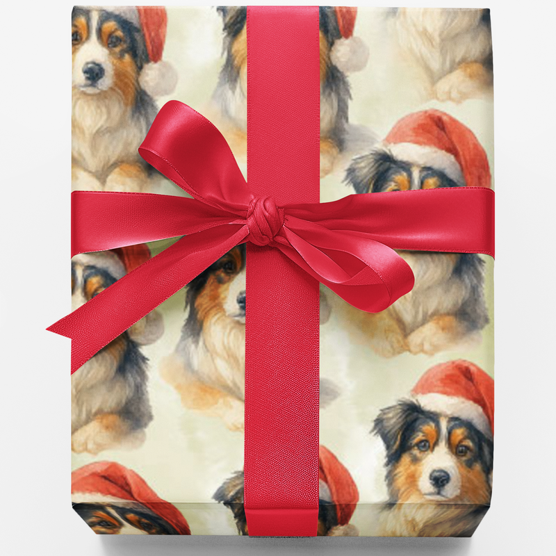 Aussie Dog Holiday Wrapping Paper, Australian Shepherd Christmas Gift Wrap, Adorable Pet Lover Gift Wrap, Christmas Dog Gift Wrapping Paper Roll
