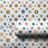 Retro Starburst Gift Wrap Paper, Mid Century Modern Snowflake Wrapping Paper, Vintage Mod Christmas Wrapping Paper Roll Holiday Gift Wrap
