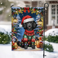 Santa Hat Holiday Dog Flag, Black Cocker Spaniel Christmas Garden Flag, Double-Sided Winter Pet Garden Flag, Cocker Spaniel Lover Present