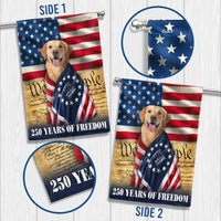 Golden Retriever American Flag Garden Flag | 250 Years of Freedom 1776-2026 | Double-Sided Patriotic Outdoor Decor | Dog Lovers Gift