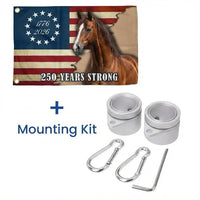 250 Years Strong Horse American Flag | 1776-2026 Commemorative Betsy Ross Design | Double-Sided Polyester House Flag | Patriotic Farm & Garden Decor