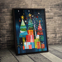 Modern Holiday Tree Canvas Print, Abstract Christmas Tree Canvas Art, Festive Xmas Wall Art, Digital Download Printable Poster Art