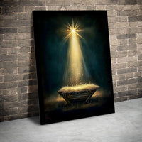 Star of Bethlehem Manger Wall Art, Nativity Scene Canvas Print, Christian Christmas Holy Night Decor, Jesus Birth Digital Download Art