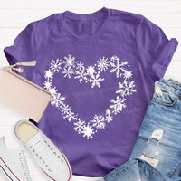 Winter Snow Day Graphic Tee, Snowflake Heart T-Shirt, Adorable Snowflake Heart Shirt, Comfy Holiday Winter Season Tee, Christmas Snow Lover Present