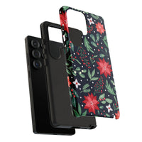 Christmas Floral Phone Cover, Deck the Halls Poinsettia Phone Case for Samsung Galaxy, Holiday Botanical Protective Case
