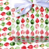 Red and Green Christmas Gift Wrap, Watercolor Gem Teardrop Wrapping Paper, Retro Holiday Teardrop Wrapping Paper, Festive Gift Wrap Roll