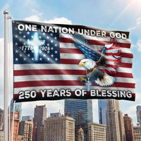 One Nation Under God American Flag | 250 Years Eagle Cross Design | UV-Resistant Polyester House Flag | Patriotic Home Decor Gift