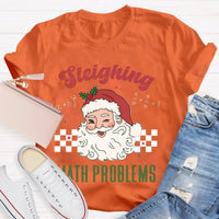 Humorous Math Teacher Holiday Graphic Tee, Sleighing Math Problems Christmas Shirt, Festive STEM Christmas T-Shirt, Winter Math Lover Present
