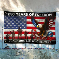 250 Years of Freedom American Flag | Patriotic Eagle Veterans Tribute | UV-Resistant Polyester House Flag | Commemorative Military Gift