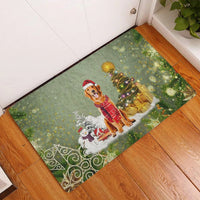 Snowy Tree Welcome Mat, Golden Retriever Christmas Doormat, Merry Christmas Dog Doormat, Winter Pet Floor Mat, Dog Lover Holiday Present