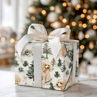 Snowy Pine Forest Dog Gift Wrap, Cockapoo Dog Christmas Wrapping Paper, Adorable Puppy Wrapping Paper, Winter Holiday Dog Lover Present Wrap