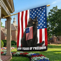 250 Years of Freedom Garden Flag | Black Cat Patriotic Design | Double-Sided Weather-Resistant Polyester | American Independence Gift