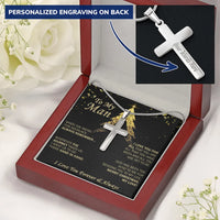 Custom Engraved Faith Pendant, Personalized Cross Necklace for Men, Stainless Steel Mens Cross Necklace, Christmas Present for Husband